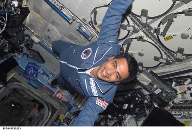 NASA image: Spaceflight Participant Shukor poses for a photo in the US Lab