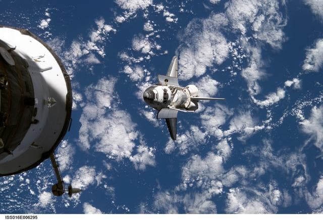 NASA image: Discovery and Payload on approach to the ISS during the STS-120 Mission