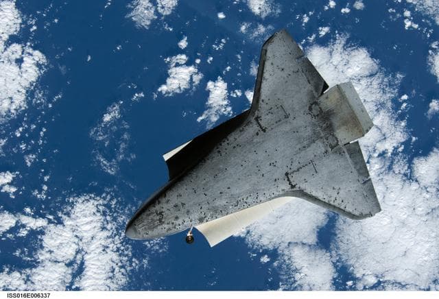 NASA image: Discovery and Payload on approach to the ISS during the STS-120 Mission