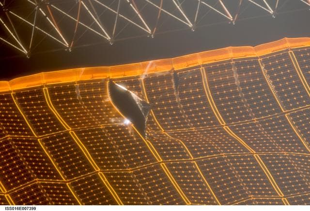 NASA image: Damaged P6 4B solar array wing