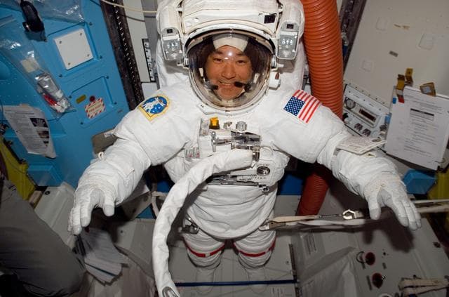 NASA image: Tani in the A/L prior to EVA 2
