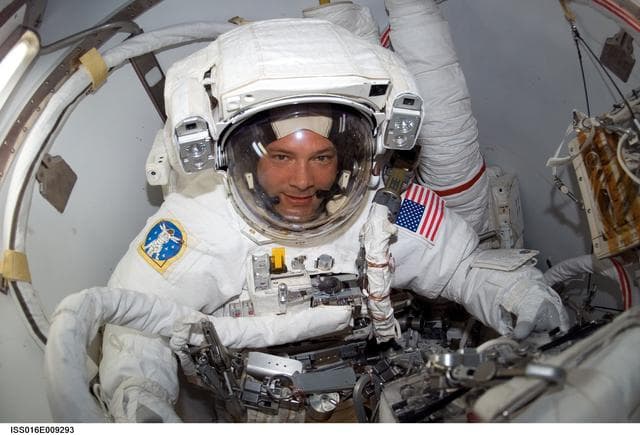 NASA image: Wheelock in the A/L prior to Expedition 16 / STS-120 EVA 4