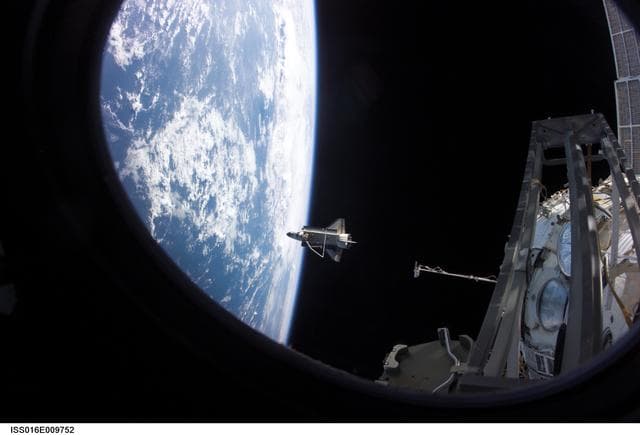 NASA image: Discovery after undocking from the ISS during the STS-120 Mission