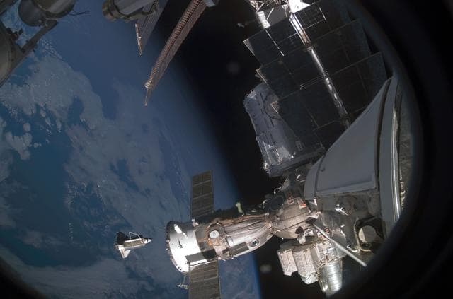 NASA image: Discovery after undocking from ISS during the STS-120 Mission