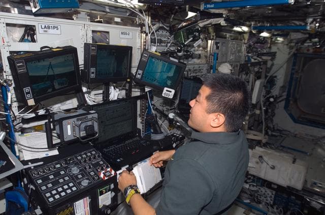 NASA image: Tani in the U.S. Laboratory during Node 2/PMA-2 Relocation