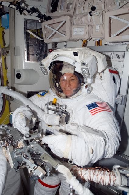 NASA image: Whitson in the A/L prior to EVA 11/Bravo