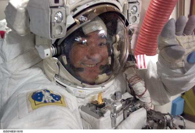 NASA image: Tani in the A/L prior to EVA 11/Bravo