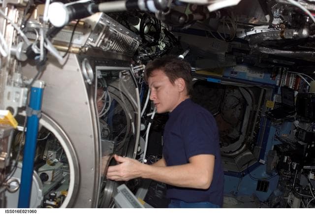 NASA image: Whitson works with InSPACE-2 in the MSG in the US Lab
