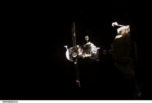 NASA image: Progress Spacecraft after undocking from the ISS during Expedition 16