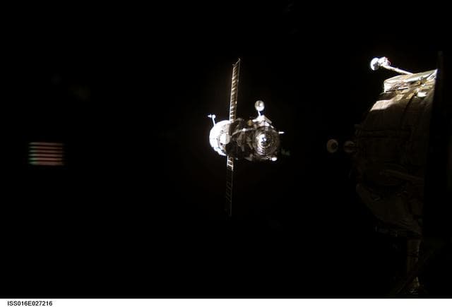 NASA image: Progress Spacecraft after undocking from the ISS during Expedition 16