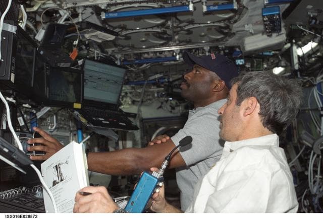 NASA image: Melvin and Eyharts in US Lab