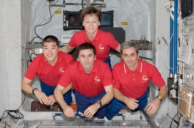 NASA image: Expedition 16 and STS-122 Crewmembers in Columbus