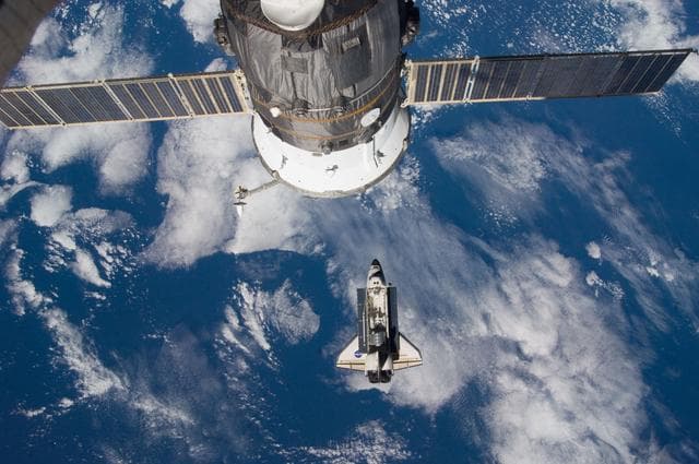NASA image: Endeavour and Payload on approach to the ISS during the STS-123 Mission