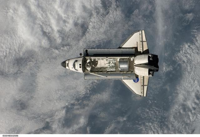NASA image: Endeavour and Payload on approach to the ISS during the STS-123 Mission