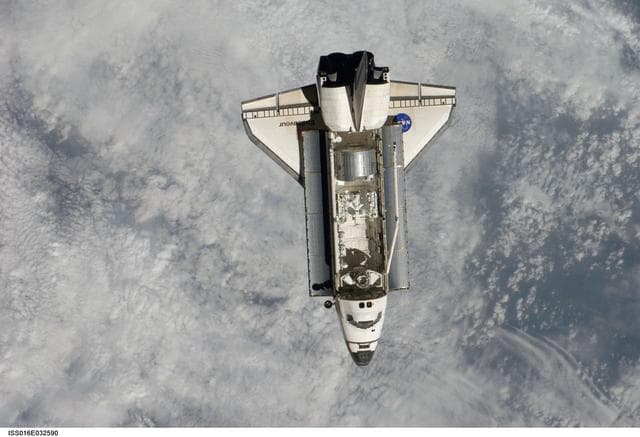 NASA image: Endeavour and Payload on approach to the ISS during the STS-123 Mission