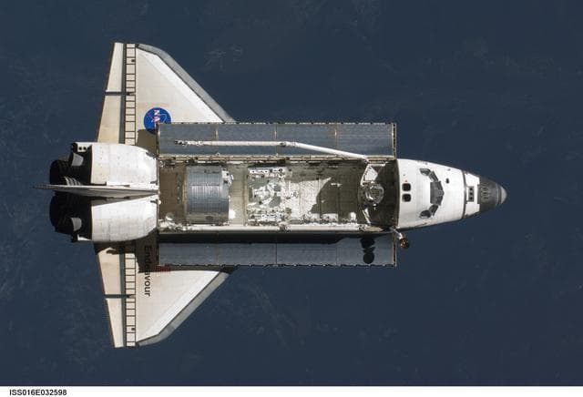 NASA image: Endeavour and Payload on approach to the ISS during the STS-123 Mission
