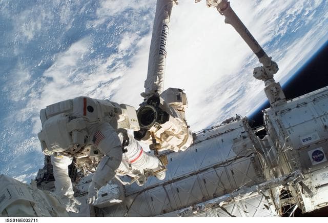 NASA image: Linnehan during Expedition 16/STS-123 EVA 1