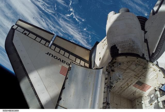 NASA image: Endeavour during Expedition 16/STS-123 EVA 3