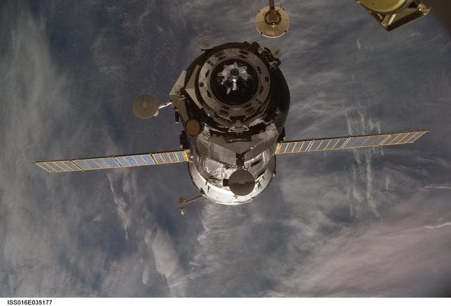 NASA image: Progress Spacecraft undocking from the ISS during Expedition 16