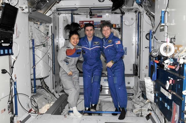 NASA image: Yi, Malenchenko and Whitson in Node 2
