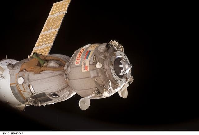 NASA image: Soyuz TMA-11 spacecraft departs the ISS