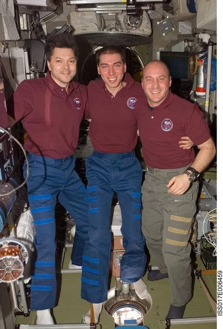 NASA image: Expedition 17 Crew Pose in Service Module (SM)