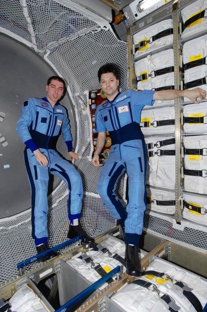 NASA image: Volkov and Kononenko in the ATV during Expedition 17