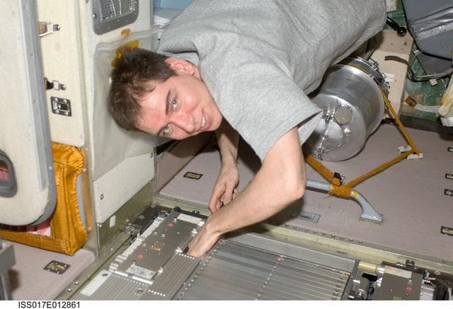 NASA image: Volkov performs maintenance on the TVIS during Expedition 17