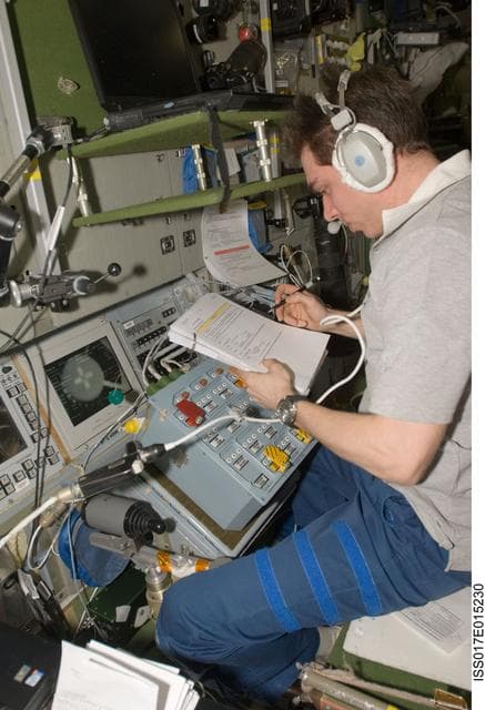 NASA image: Volkov prepares for the undocking of the ESA Jules Verne ATV during Expedition 17