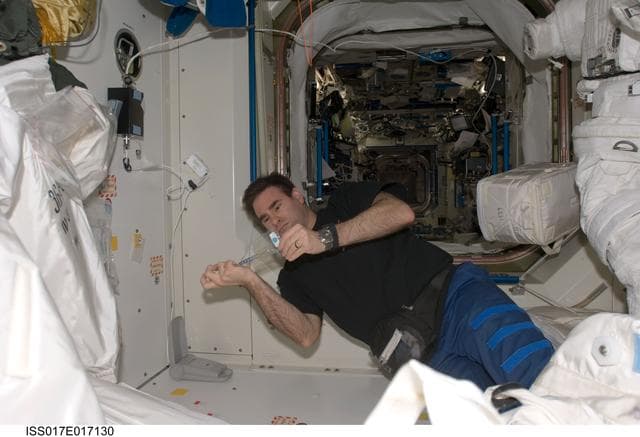 NASA image: Chamitoff works in the Node 1 during Expedition 17