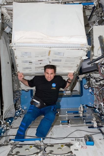 NASA image: Chamitoff works in the Kibo European Laboratory / Columbus during Expedition 17