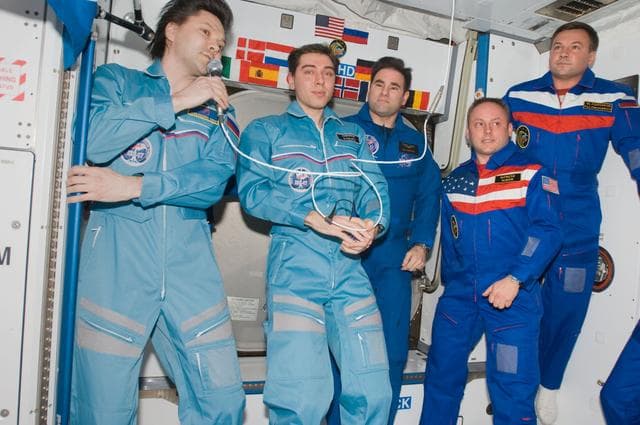 NASA image: Expedition 17 / 18 Crewmembers in the Node 2 during Joint Operations