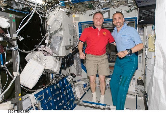 NASA image: Expedition 18 Crewmembers in the U.S. Laboratory during Joint Operations