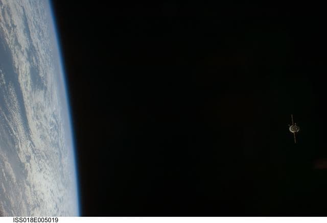 NASA image: ISS Expedition 18 Soyuz TMA-12 Undocking and Separation