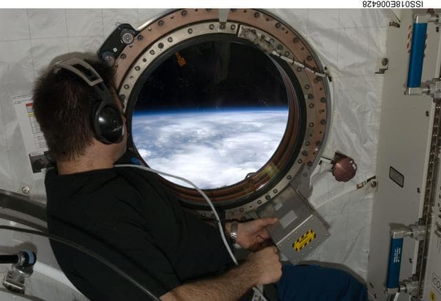 NASA image: ISS Expedition 18 Chamitoff in JEM Pressurized Module (JPM)