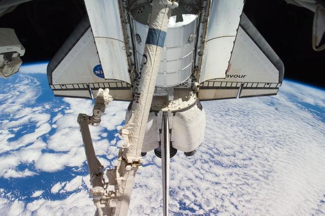 NASA image: ISS Expedition 18 MPLM SSRMS Grapple OPS