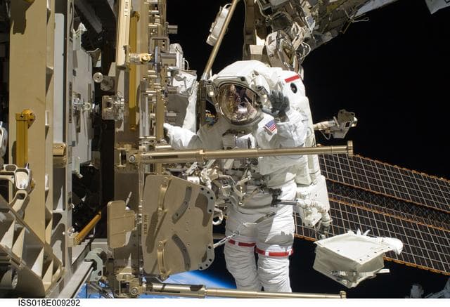 NASA image: Expedition 18 STS-126 extravehicular activity (EVA) 2 crew and equipment translation assembly (CETA) Cart Relocation