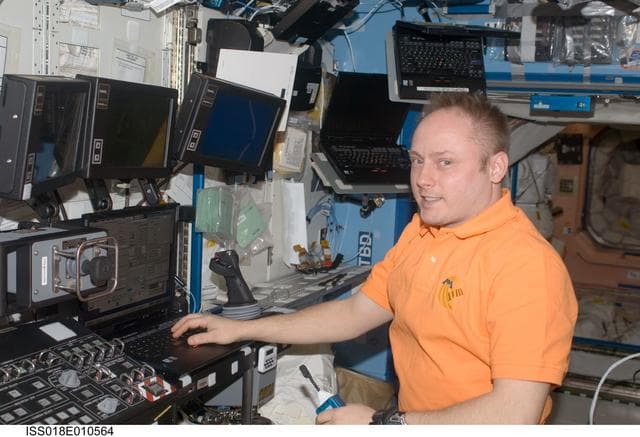 NASA image: ISS Expedition 18 Robotics Work Station (RWS) in the US Laboratory