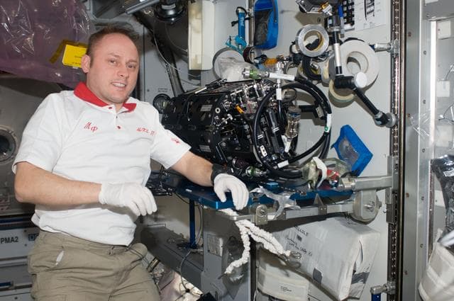 NASA image: ISS Expedition 18 Multi-User Droplet Combustion Apparatus (MDCA) Chamber Insert Assembly (CIA) in Node 2