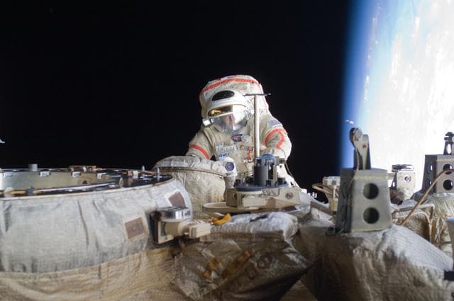 NASA image: Russian Module Photography of the Service Module (SM) during Russian Extravehicular Activity (EVA) 21A