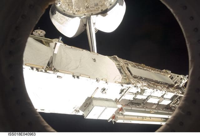 NASA image: AFT Shuttle and S6 Truss Segment