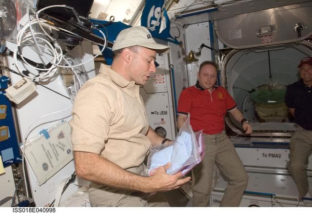 NASA image: Archambault, Fincke, and Antonelli in Node 2 Harmony