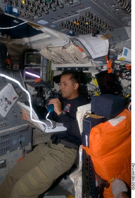 NASA image: Acaba on Flight Deck (FD) during STS-119 Extravehicular Activity (EVA) 1