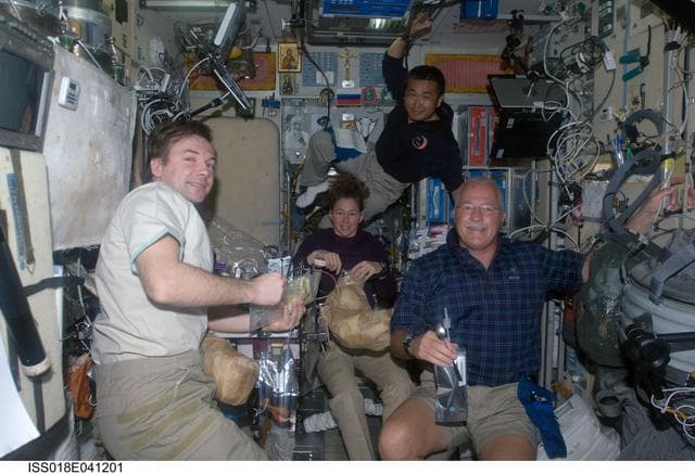 NASA image: Crew meal in Service Module (SM)