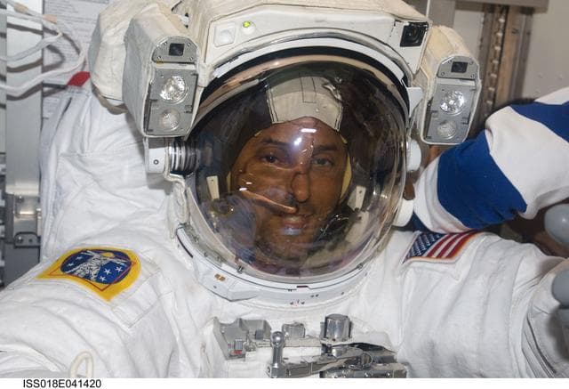 NASA image: STS-119 Extravehicular Activity (EVA) 2 Extravehicular Mobility Unit (EMU) Doff