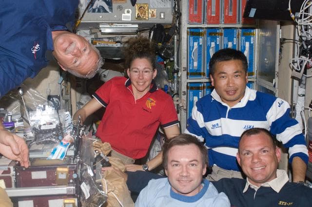 NASA image: Group Photo in Service Module (SM)