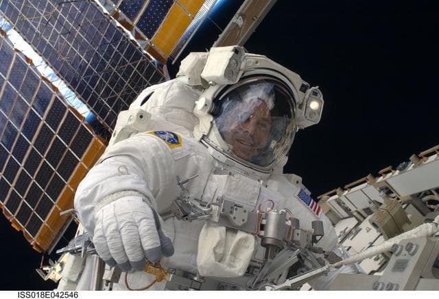 NASA image: Arnold on S1 Truss during STS-119 Extravehicular Activity (EVA) 3