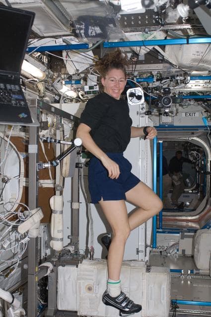 NASA image: Magnus on Cycle Ergometer with Vibration Isolation System (CEVIS) in US Laboratory Destiny