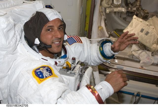 NASA image: Extravehicular Mobility Unit (EMU) Preparations in Joint Airlock Quest