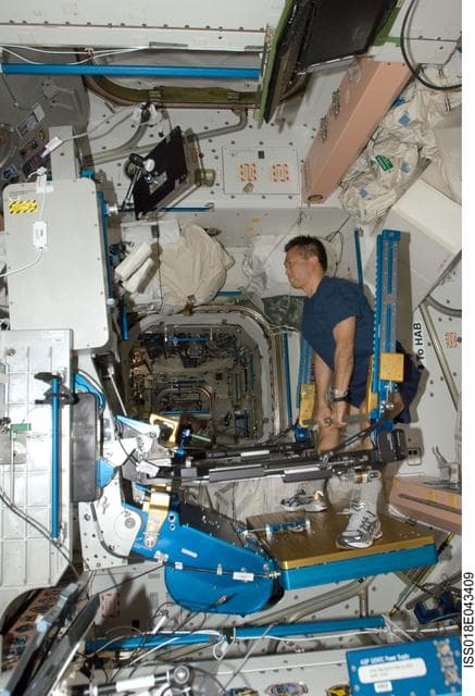 NASA image: Wakata uses Advanced Resistive Exercise Device (ARED)